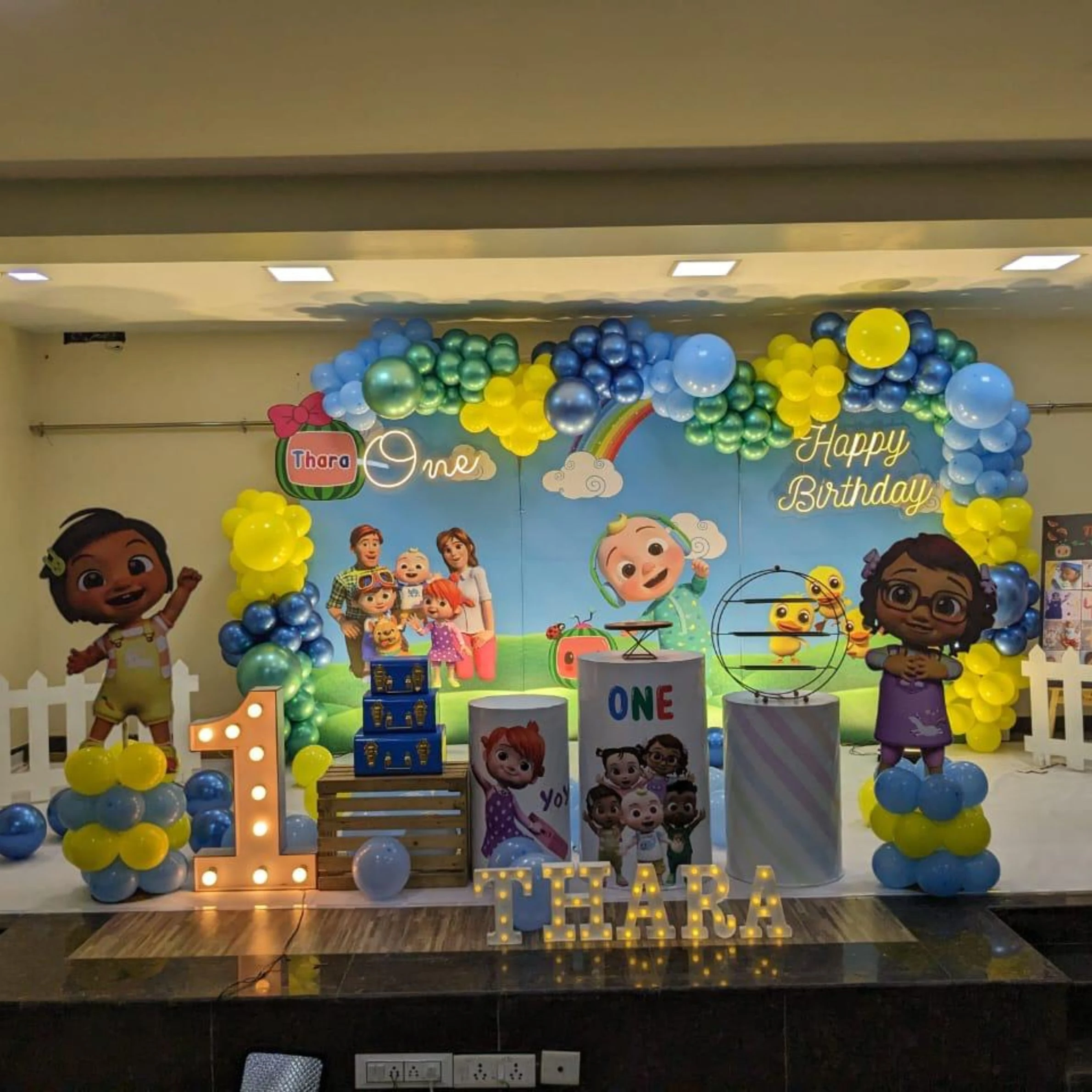 First birthday balloon setup