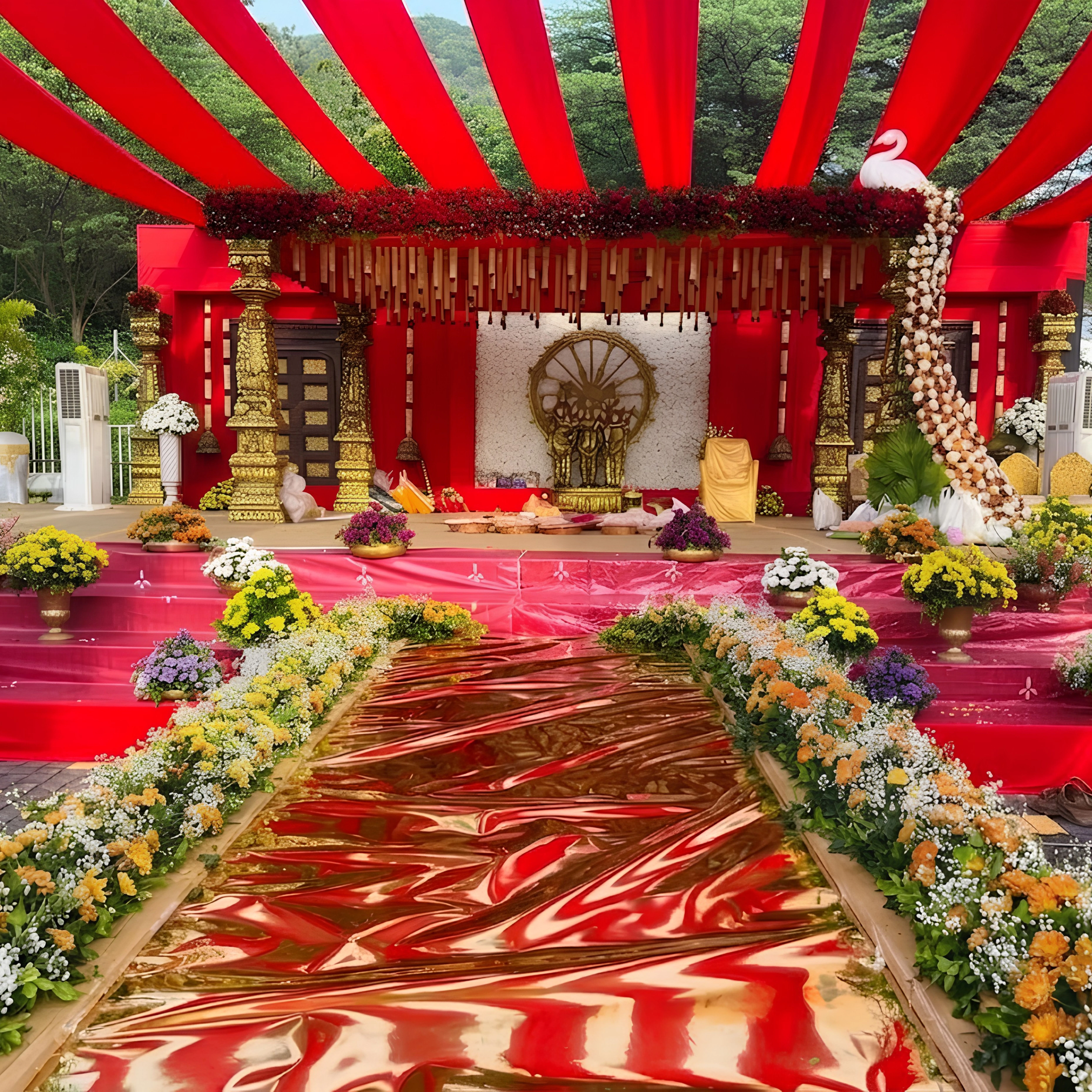 Outdoor event stage setup