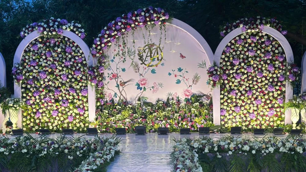 Outdoor fairy light canopy