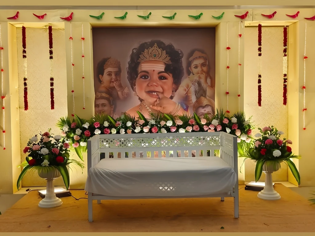 Elegant maternity decoration setup by Sri Garuda Decorators