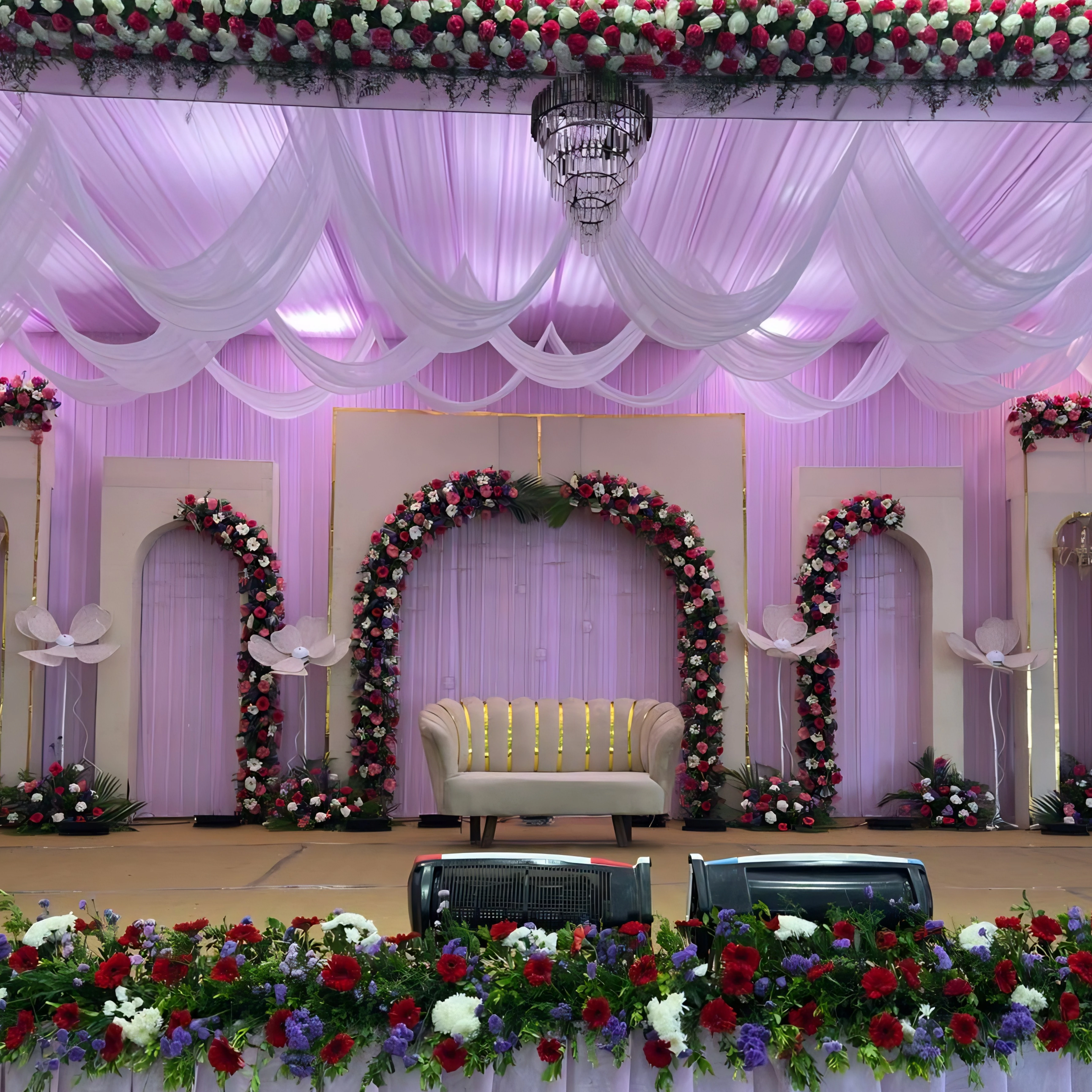 Close-up of wedding floral arrangement